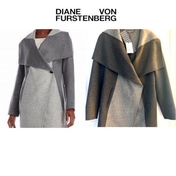 NWT DVF Wrap/Sweater/Coat- Lt&Dark Gray (S) - Picture 9 of 9